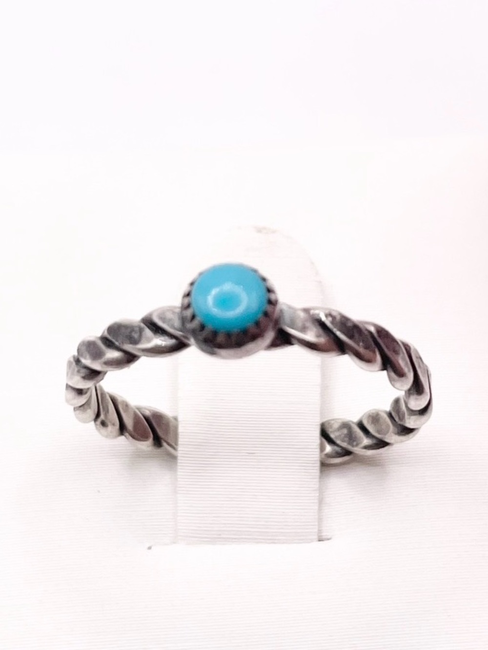 Size 5 Turquoise 925 Sterling Silver Twisted Band Ring - Picture 7 of 7